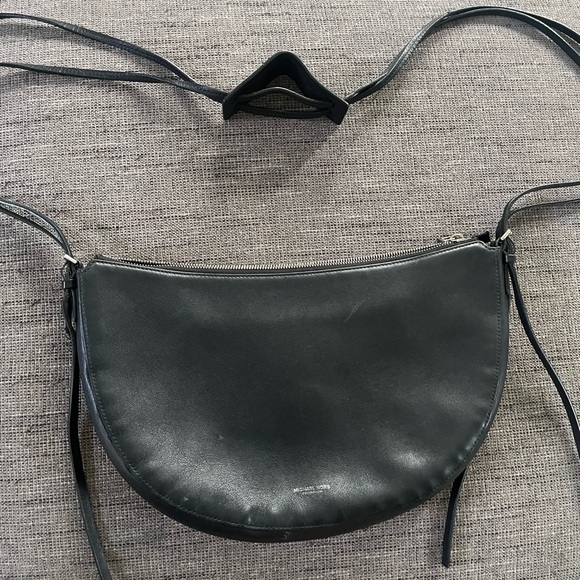 Michael Kors Collection Sedona Crescent Italian Leather Black Purse - Picture 1 of 16